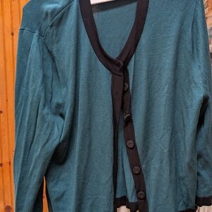 Teal and Black Women's Sweater